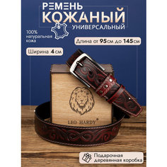Ремень LEO HARDY, размер 140, бежевый, красный