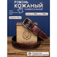 Ремень LEO HARDY, размер 120, черный, красный