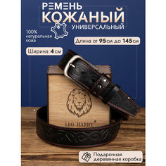 Ремень LEO HARDY, размер 120, черный, красный