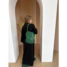 Сумка Shapely, фактура бархатистая, зелeный