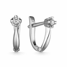 Серьги Dewi, белое золото, 585 проба, бриллиант, размер 13 мм, длина 1.3 см, , белое золото