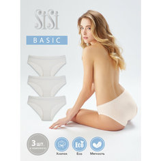 Трусы Sisi, комплект из 3 шт., размер 52 (2XL), молочный