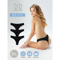 Трусы Sisi SiSi BASIC CLASSIC, комплект из 3 шт., размер 44 (S), чёрный