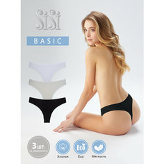 Трусы Sisi SiSi BASIC CLASSIC, комплект из 3 шт., размер 46 (M), черный, бежевый, белый