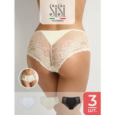 Трусы Sisi, комплект из 3 шт., размер 50 (XL), белый, черный, бежевый
