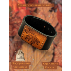 Браслет Alla LeatherworkS, кожа, размер 20 см, черный, оранжевый