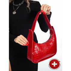 Сумка хобо Loran Rouge, фактура под рептилию, красный