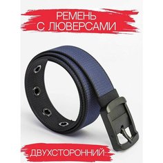 Ремень , размер 120, синий/черный Нет бренда