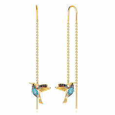 Серьги VALTERA, серебро, 925 проба, , золотистый, голубой