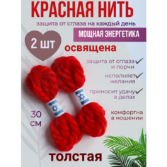 Браслет-нить, 2 шт., размер 30 см, размер one size, диаметр 15 см, красная нить Мастерская колдуна