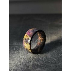 Кольцо RetroGlow, дерево, размер 21, ширина 5 мм, фиолетовый