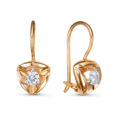 Серьги UVILERS, красное золото, 585 проба, фианит, , золото