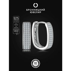 Серьги Бронницкий Ювелир, серебро, 925 проба, родирование, фианит, , серебристый