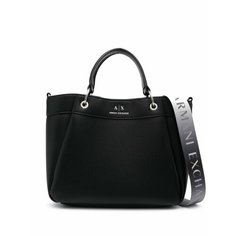 Сумка тоут Armani Exchange, фактура зернистая, черный