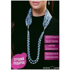 Колье MARI JOO, длина 100 см, голубой/белый