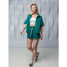 Комплект одежды Jools Fashion спортивный женский летний шорты майка, размер 42, бирюзовый