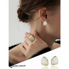 Серьги Emay, искусственный камень, золотистый