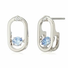 Серьги пусеты SWAROVSKI, кристаллы Swarovski, серебристый/голубой