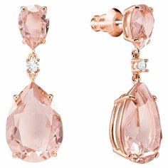 Серьги с подвесками SWAROVSKI, кристаллы Swarovski, размер 35 мм, золотой, розовый