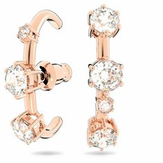 Серьги пусеты SWAROVSKI, кристаллы Swarovski, размер 25 мм, золотой/белый