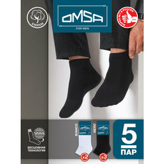 Носки Omsa, комплект, 5 пар, размер 45-47, 2Bianco/3Nero