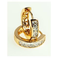 Серьги конго XUPING JEWELRY, фианит, размер 12 мм, золотой