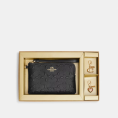 Кошелек Coach, фактура тиснение, черный