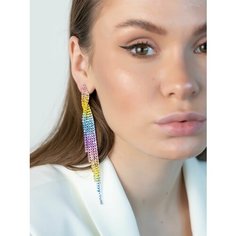 Серьги, стекло, искусственный камень, радужный Бантами