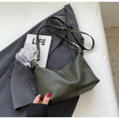 Сумка хобо ECS, фактура зернистая, под рептилию, зеленый