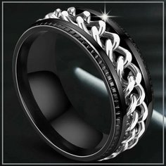 Кольцо-механизм, размер 23, черный/серебристый Нет бренда