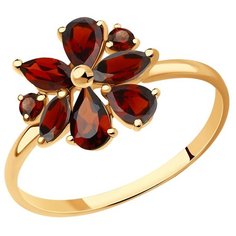 Кольцо Diamant, красное золото, 585 проба, гранат, размер 18, красный