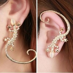 Серьги каффы, искусственный камень, золотой Lark Group