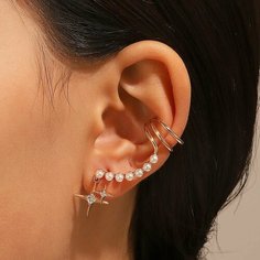 Серьги каффы LERO, искусственный камень, размер 36 мм