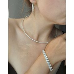 Браслет, стразы, фианит, искусственный камень, 3 шт., диаметр 5.5 см, бесцветный Reniva