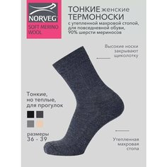 Термоноски NORVEG Soft Merino Wool, размер 36-37, антрацит