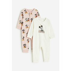 Пижама H&M, размер 68, белый/светло-розовый