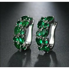 Серьги Rigant, искусственный камень, размер 20 мм, зеленый