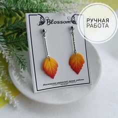 Серьги с подвесками BLOSSOM, размер 80 мм, желтый, красный