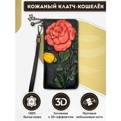 Кошелек Dzett, фактура тиснение, красный, черный