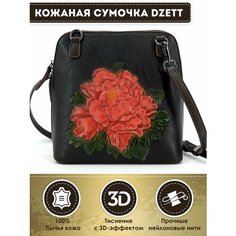 Сумка кросс-боди Dzett, фактура тиснение, красный, черный