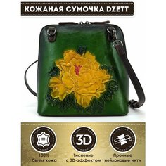 Сумка кросс-боди Dzett, фактура тиснение, зеленый