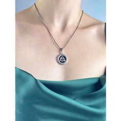 Подвеска Sirius Jewelry, серебро, 925 проба, оксидирование, агат, размер 2 см., серебристый