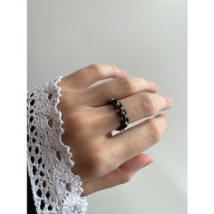 Кольцо плетеное, бисер, черный 2 Ulsi