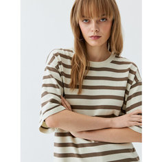 Футболка Sela, размер S INT, коричневый графика мелкая