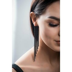 Серьги, искусственный камень, черный Бантами