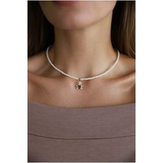 Чокер BLV Jewerly, фианит, жемчуг имитация, длина 41 см, белый