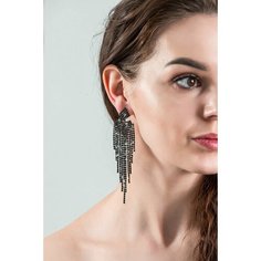 Серьги, стекло, искусственный камень, черный Бантами