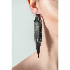Серьги, стекло, искусственный камень, черный Бантами