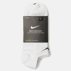 Носки NIKE Everyday Light Weight No Show, комплект, 3 пары, размер 38-42, белый