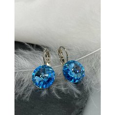 Серьги Amante crystal, кристаллы Swarovski, размер 12 мм, серебряный, голубой